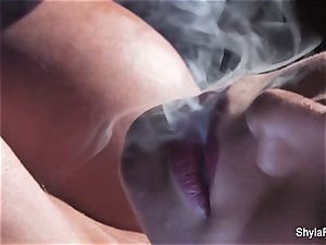huge-chested ash-blonde Shyla's smoking scorching tease